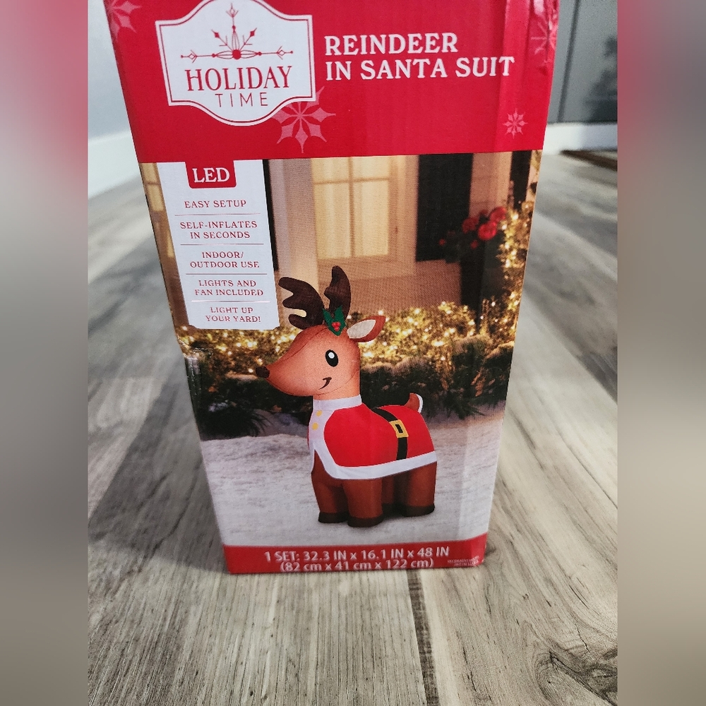 Holiday Time LED Reindeer with Red Santa Suit